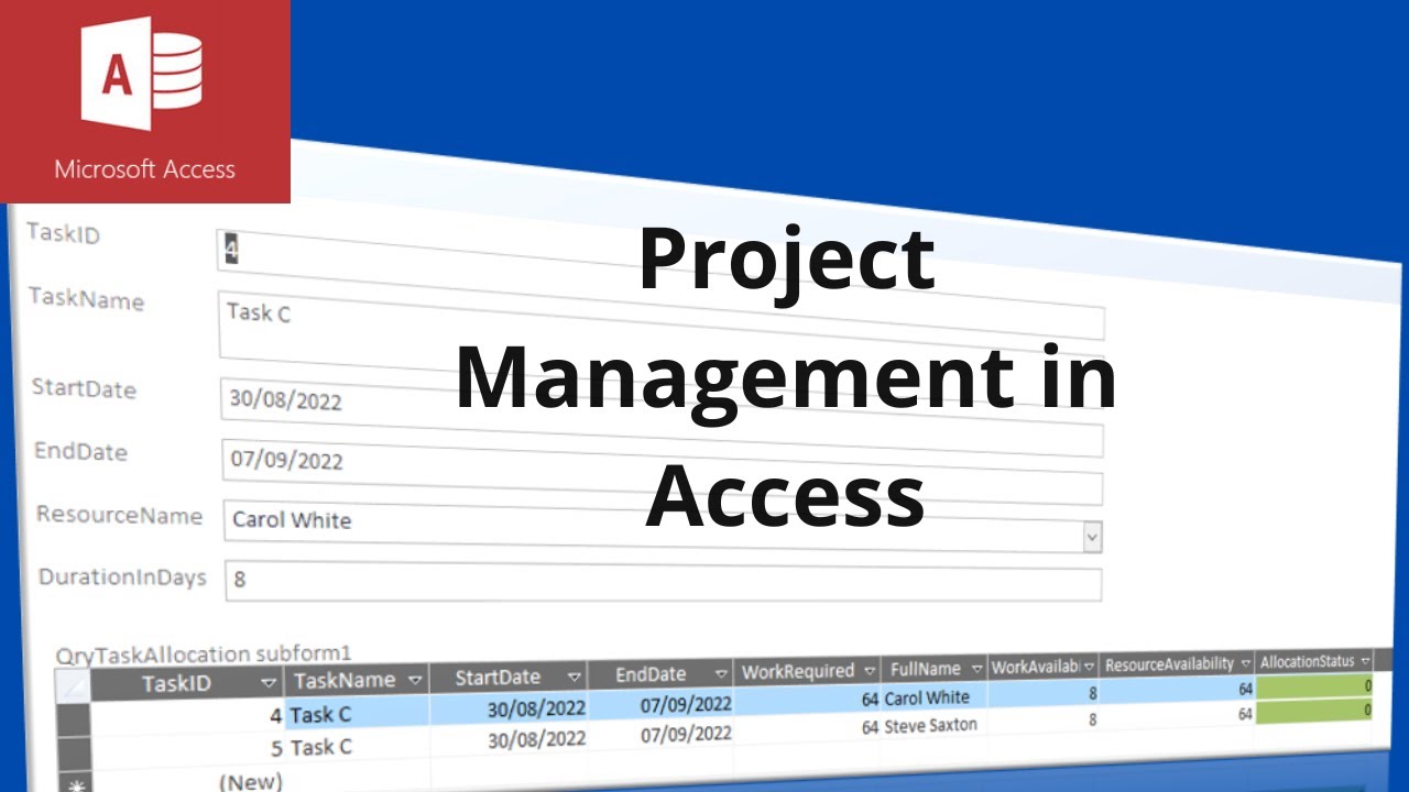 microsoft access project management template
