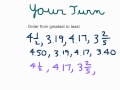 Ordering Decimals, Fractions, and Mixed Numbers