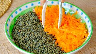 200g lentils and 1 sweet potato! I make it every week this Summer! So delicious lentil recipe!