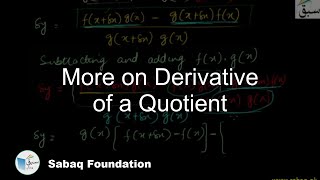 More on Derivative of a Quotient
