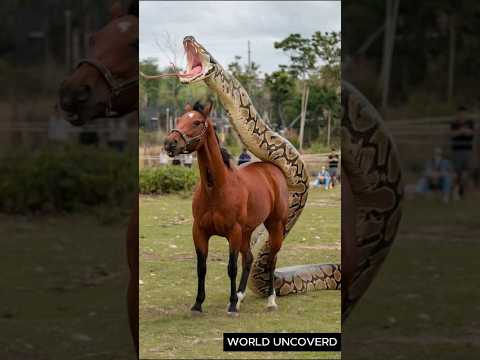 How a Huge Python Ate a Red Horse Whole #shorts