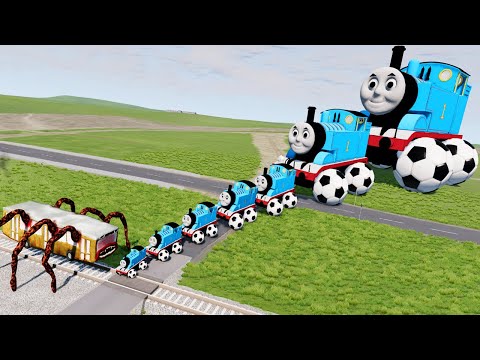 Big & Small Thomas the Train with Ball Wheels vs BUS EATER Train | BeamNG.Drive