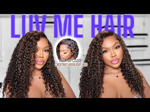 CHESTNUT BROWN 7x6 CURLY 20INCH WIG INSTALL, NEW WIG IN MINUTES - LuvmeHair