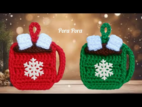 Crochet Christmas Mug Ornament I Crochet Christmas Decorations I Crochet Christmas Ornaments