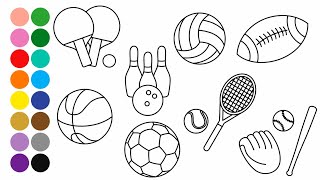 JUEGOS Y DEPORTES aprender a dibujar y colorear para niños pequeños - Dibujos para niños