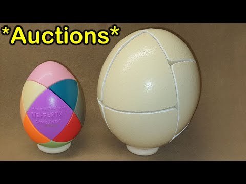 *Auctions* REAL Ostrich Egg Ghost 2x2x2 & 14 colour "Golden" Egg puzzles (signed)