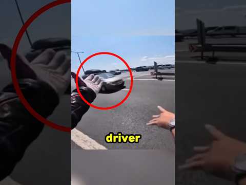 Biker Spots Smoking Car and Saves Passengers. #shorts #biker #goodpeople #save #viralmoment