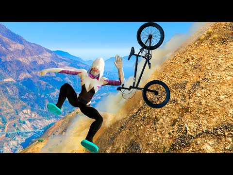 GTA 5 Ragdolls And Crazy Falls / Gwen Stacy BMX Fails (Downhill Fails)