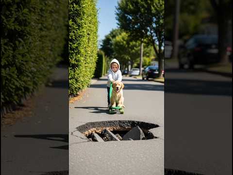 Baby and Puppy’s Adorable Skateboard Adventure 🐶👶