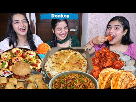 Guess the Words Food Challenge/ Dahi Golgappa, Chilli Momos👹, Paratha Pizza, Korean Burger, Chowmein