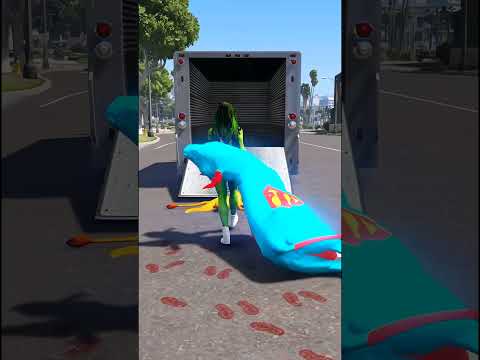 GTA V : SUPER LIONS SAVING SUPER COW 🥺#shorts