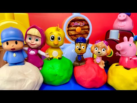 Contando e Descobrindo Cores Com Trenzinhos Da Galinha Pintadinha, Urso, Vovô Pig e Bolas Coloridas