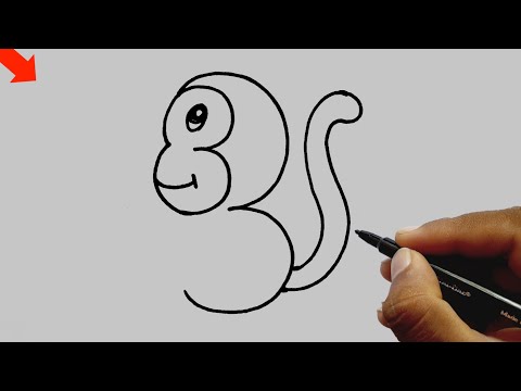 Monkey Drawing Very Easy & Simple With 33S Step By Step For Beginners #drawing #monkeyart