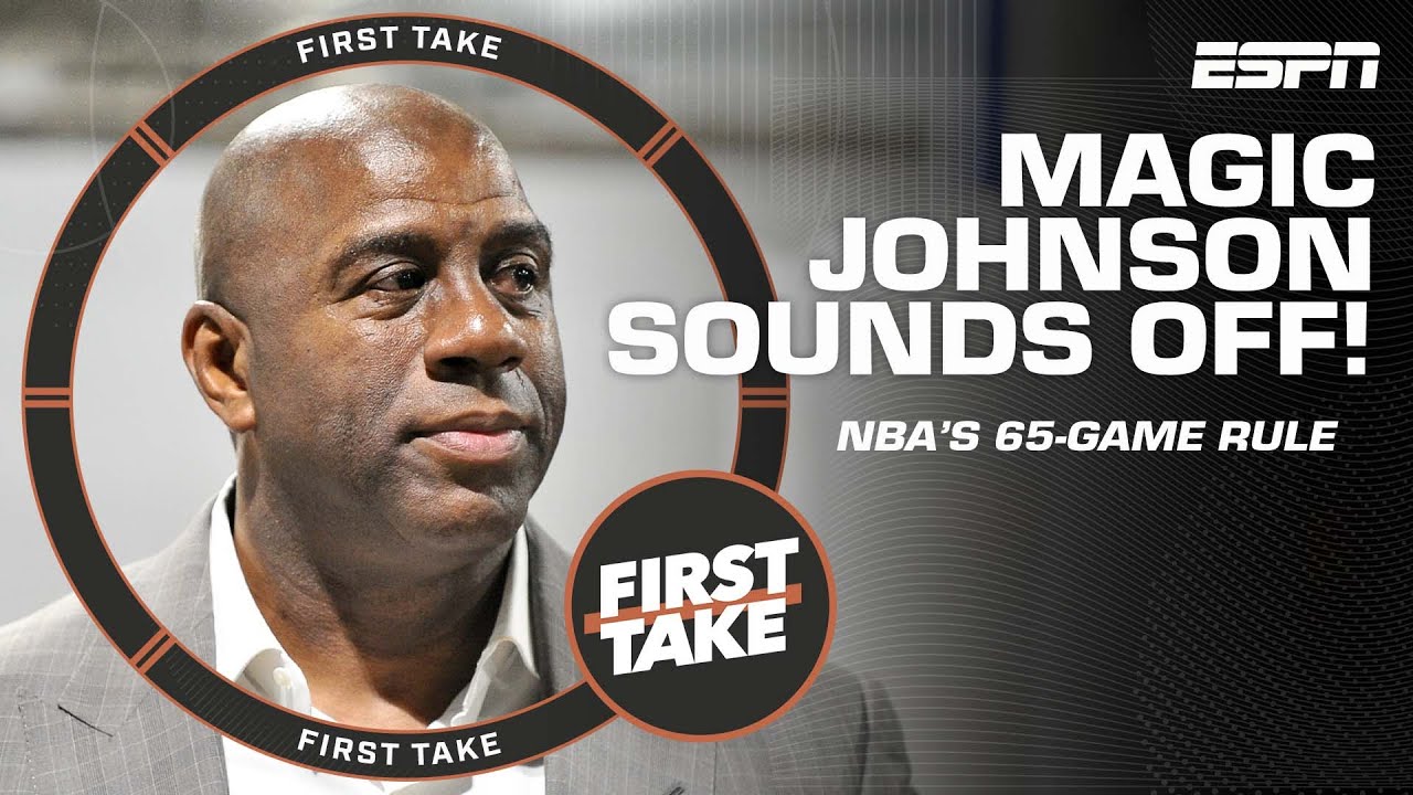 Stephen A. reacts to Magic Johnson’s thoughts on the NBA’s 65-game rule 🗣️ | First Take