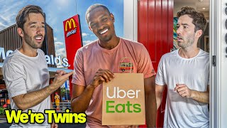 I Meet the Uber Delivery Driver Before He Delivered My Order- Twin Prank!