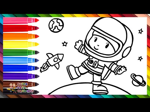 Draw and Color Pocoyo in Space 🧑‍🚀🚀🌎🛰️🌑⭐🌈 Drawings for Kids