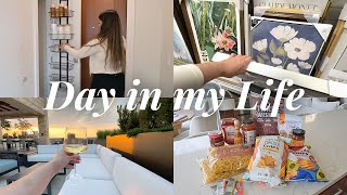first grocery haul in new apartment, homegoods haul, laundry closet organization, grilling and bbq