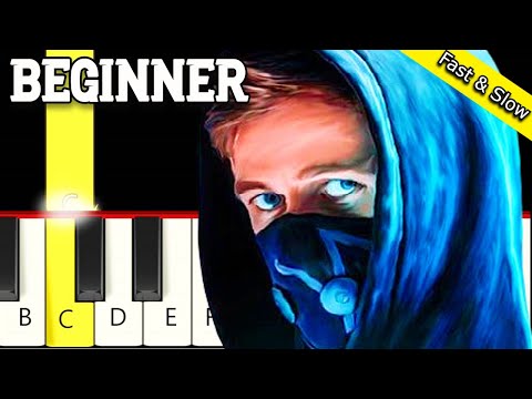 Faded  - Alan Walker - Fast and Slow (Easy) Piano Tutorial - Only White Keys - Beginner