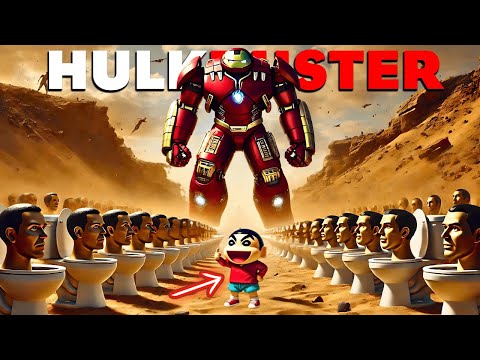 1 HULK BUSTER vs 100 SKIBIDI TOILETS | SHINCHAN vs Bolt | Funny Gameplay