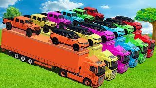 TRANSPORTING POLICE CARS, RANGE ROVER & JEEP RUBICON WITH VOLVO TRUCKS - FS25