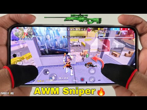 AWM Sniper headshot solo vs squad free fire gameplay with 3 finger handcam in Infinix gt 30 pro