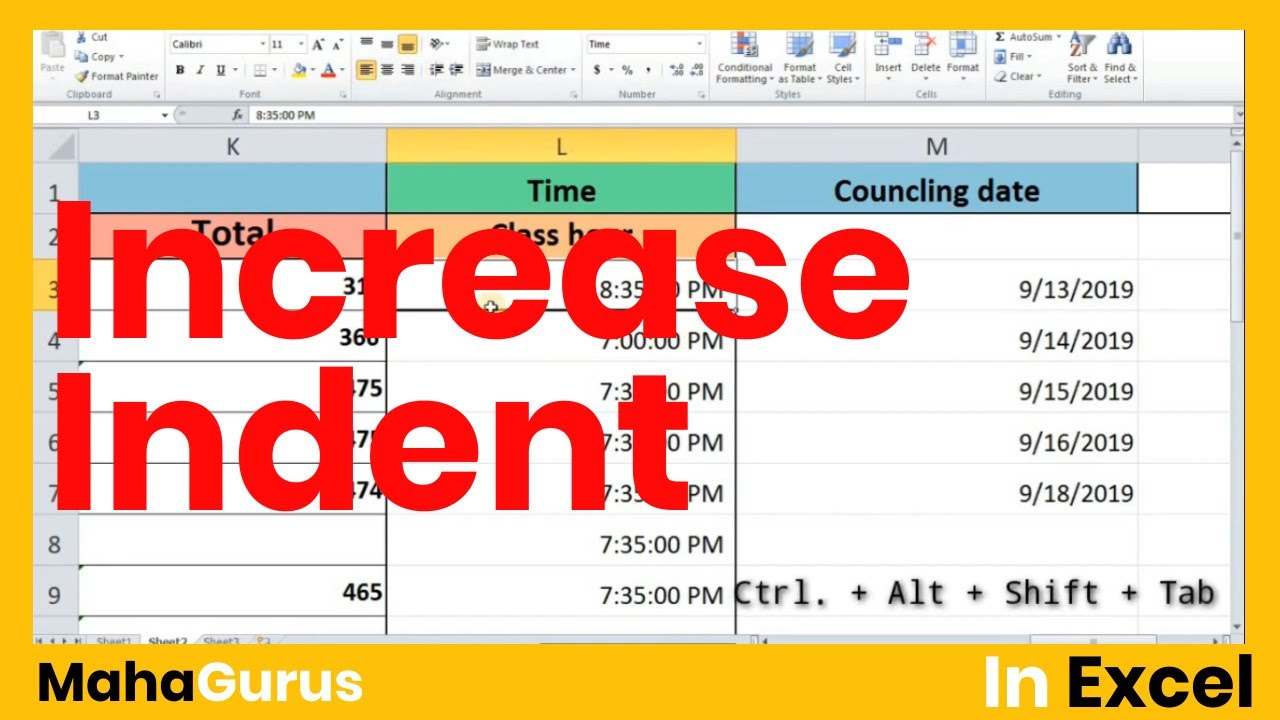 How To Increase Indent In Excel