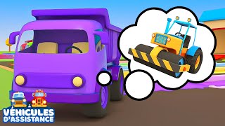 Super camions colorés 🚛🛣️ Recyclage, chantier et route toute lisse. Animation avec voitures