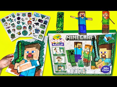 Minecraft Movie Pops Activity Set with 3D Steve, Alex, Creeper and more