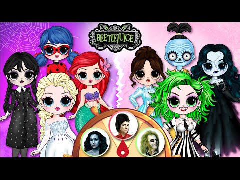 Transforming Elsa, Wednesday & Ladybug into Beetlejuice 2