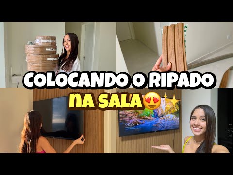 VLOG: decorando minha sala| coloquei o ripado na parede | ficou lindooo😭🏠💗✨