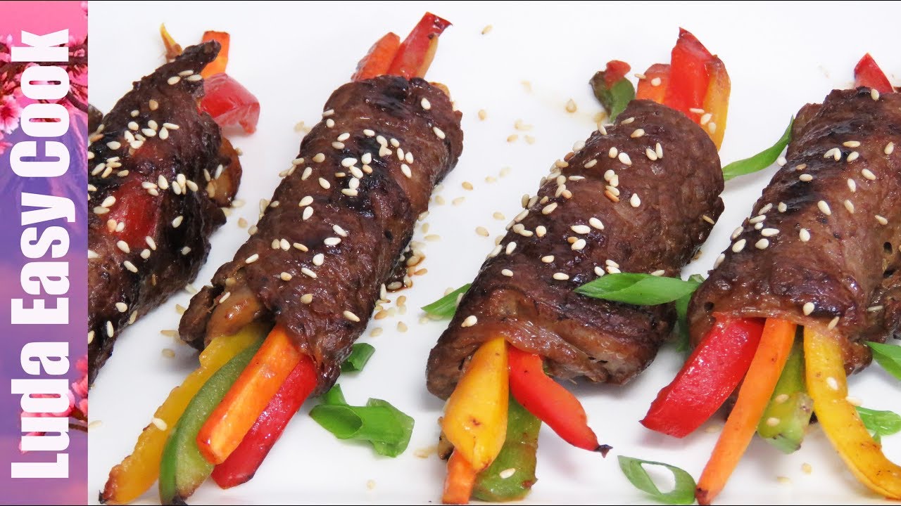 НЕЖНЫЕ СТЕЙКИ РОЛЛЫ ТЕРИЯКИ МЯСНЫЕ РУЛЕТИКИ С ОВОЩАМИ BEEF STEAK ROLL TERIYAKI New Year's Foods