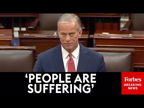 YouTube video thumbnail: Thune Expresses Intense Frustration With Democrats Over Refusal To Pass CR & End Shutdown