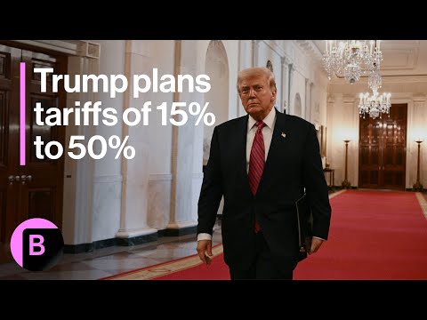YouTube video thumbnail: Trump Says Tariffs to Range From 15% to 50%