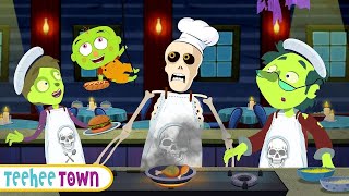 🔴 NEW! Five Zombies Cooking At A Spooky Restaurant | Funny Skeletons Song by Teehee Town