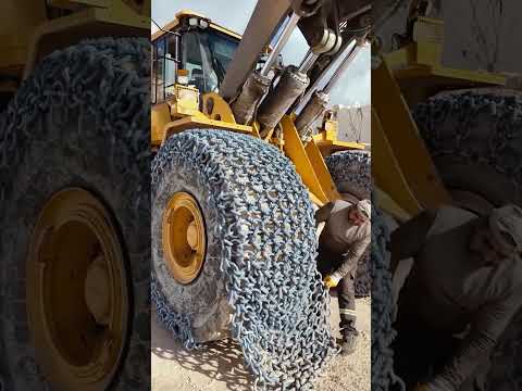 Loader Tire Protection in the Quarry: The Chain Installation Process