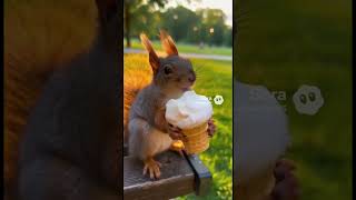 Squirrel eats  ice  😂 #sora