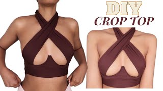 DIY TRENDY BROWN WRAP CROP TOP | Shein inspired wrap top