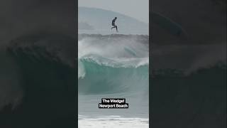 Surfers ride giant waves at The Wedge in Newport Beach, CA ⚠️ #bigsurf #thewedge