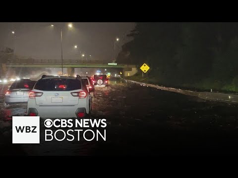 YouTube video thumbnail: Flooded Highway Among Several Issues During Severe Storms in Massachusetts