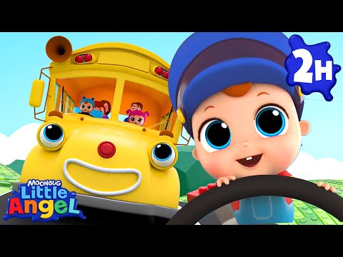 Baby Wheels on the Bus! | Little Angel | 🚌Wheels on the BUS Songs! | 🚌Nursery Rhymes for Kids