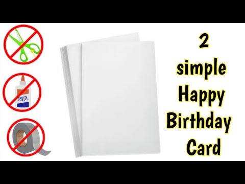 2 Happy Birthday Card/ white paper handmade happy birthday greeting card/ easy card for birthday