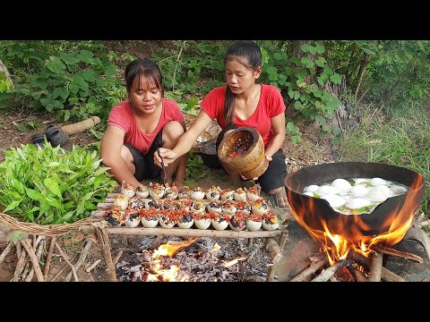 Wow Unique Food by grilling Baby Eggs on rock and Eating Yummy for lunch