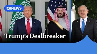 YouTube video thumbnail: Trump Says Nuclear Deal Contingent on Saudi Arabia Recognising Israel