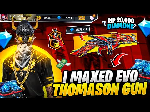 EVO THOMPSON GUN SKIN MAX  FREE FIRE 🥵|| EVO THOMPSON UPGRADE 0 - MAX🔥 || WASTED 12,000💎#jkgamingyt