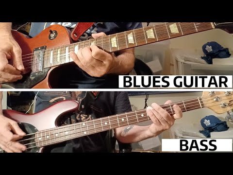 Blues Guitar Solo With Bass ( I Play Both Instruments ) #bluesguitar