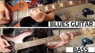 Blues Guitar Solo With Bass ( I Play Both Instruments ) #bluesguitar