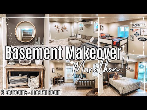 BASEMENT MAKEOVER MARATHON 2020 :: 3 BEDROOM TRANSFORMATIONS + THEATER ROOM MAKEOVER