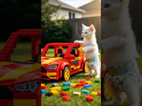 🚁💗 Tiny Kitten Rescues Friend with a LEGO Helicopter! 🐾😲