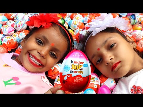 NEW! 200 Colored Glitter Kinder Surprise Eggs Toys Opening A Lot Of Kinder Joy Chocolste ASMR#184