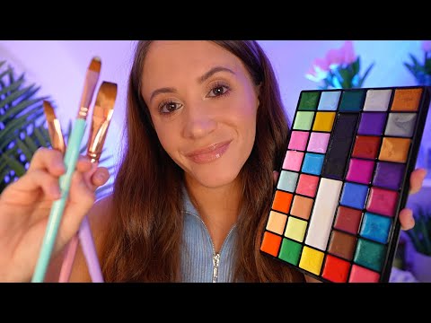 ASMR Painting Your Face At A Sleepover 🦋 (face brushing, personal attention)